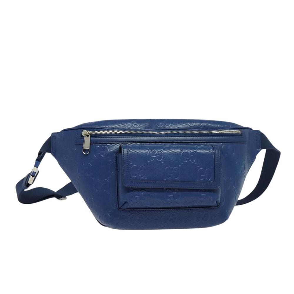 Gucci Gg Emboss Body Bag Silver Blue #343974G72B